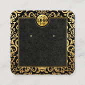 De Visite Carré Ajouter Logo Gold Luxury Frame Earrage Carte d'aff (Devant)