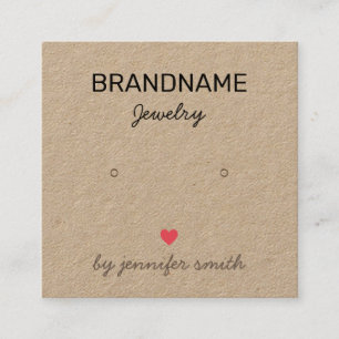 De Visite Carré Bijoux faits main Coeurs Écordes Épouses Carte d