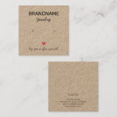 De Visite Carré Bijoux faits main Coeurs Écordes Épouses Carte d'a (Devant / Derrière)