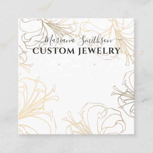 De Visite Carré Blanc Gold Lys Chic Gros Boucles d'oreilles Carte (Devant)
