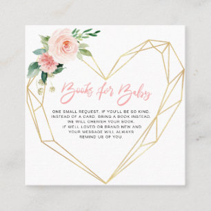 De Visite Carré bouquet rose livres géométriques pour carte bébé