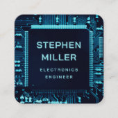 De Visite Carré Carte à circuit bleu QR Code ingénieur électroniqu (Devant)