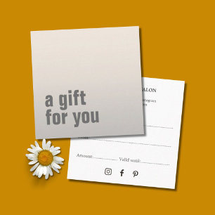 De Visite Carré Carte cadeau Simple Elegant Faux Silver Beauty Sal