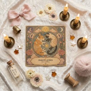 De Visite Carré Carte Carrée Tarot Chien Siamois Mignon Garde d'An
