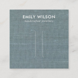 DE VISITE CARRÉ CARTE D'AFFICHAGE CHIC GRAY BLUE BURLAP LINEN HAIR