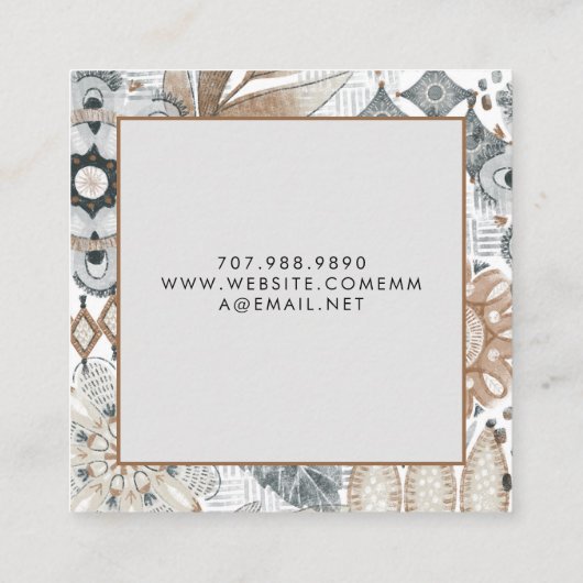 De Visite Carré Carte d'affichage Earthy Boho (Dos)