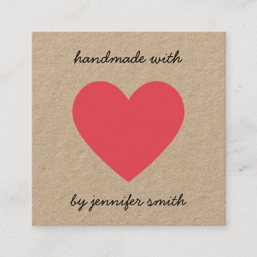 De Visite Carré Carte d'affichage faite à la main avec les coeurs  (Devant)