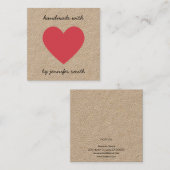 De Visite Carré Carte d'affichage faite à la main avec les coeurs  (Devant / Derrière)