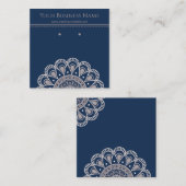 De Visite Carré Carte d'affichage marine bleu Mandala (Devant / Derrière)