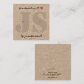 De Visite Carré Carte d'affichage pour coeurs faite à la main (Devant / Derrière)