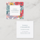 De Visite Carré Carte d'affichage Whimsical Boho Peint Floral (Devant / Derrière)