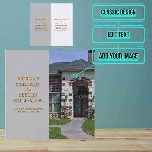 De Visite Carré Carte d'appel Couples avec photo complète (Gris Ca