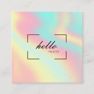 De Visite Carré Carte d'appel marketing Holographique Hello Pastel