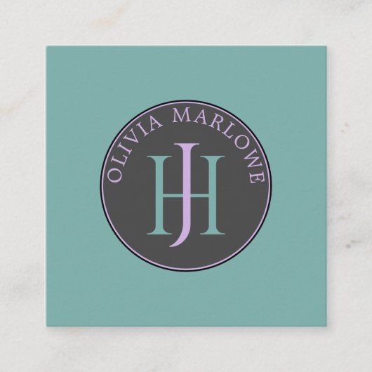 De Visite Carré Carte d'appel Monogram Turquoise Lilac (Devant)