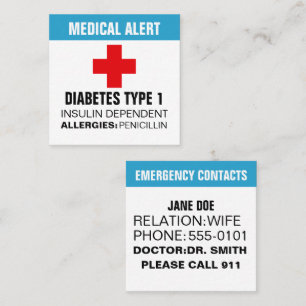 De Visite Carré Carte d'identification médicale personnalisée