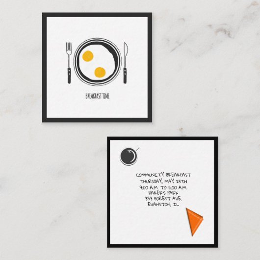 De Visite Carré carte flyer petit-déjeuner communautaire (Devant / Derrière)