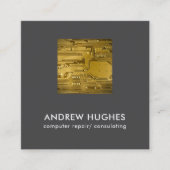 De Visite Carré Carte Jaune moderne Consultant informatique (Devant)