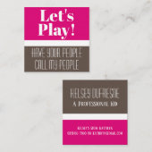 De Visite Carré Carte Playdate enfant moderne & rose (Devant / Derrière)