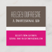 De Visite Carré Carte Playdate enfant moderne & rose (Dos)