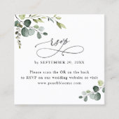 De Visite Carré Carte RSVP en ligne QR Code Greenery Mariage (Devant)