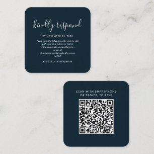 De Visite Carré Carte RSVP RSVP Elegant Code QR Mariage Response