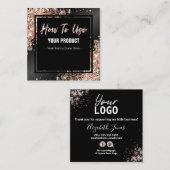 De Visite Carré Comment utiliser la carte d'instruction brillante  (Devant / Derrière)