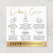 De Visite Carré Cookies Care Guide Carte Logo Script Blanc & Or (Devant)
