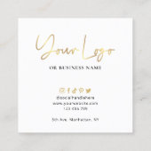 De Visite Carré Cookies Care Guide Carte Logo Script Blanc & Or (Dos)