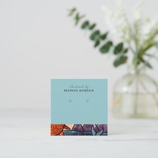 De Visite Carré Écouter la carte d'affichage | Baleine d'aquarelle (Debout devant)