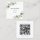 De Visite Carré Eucalyptus Greenery QR Code Enregistrer la carte d (Devant / Derrière)