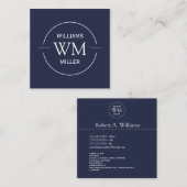 De Visite Carré Marine carrée moderne initiale circulaire - carte (Devant / Derrière)
