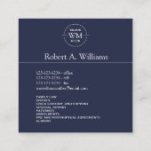 De Visite Carré Marine carrée moderne initiale circulaire - carte (Dos)