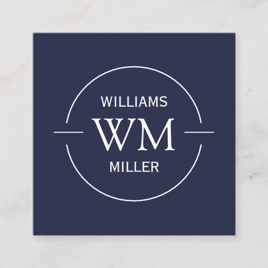 De Visite Carré Marine carrée moderne initiale circulaire - carte (Devant)