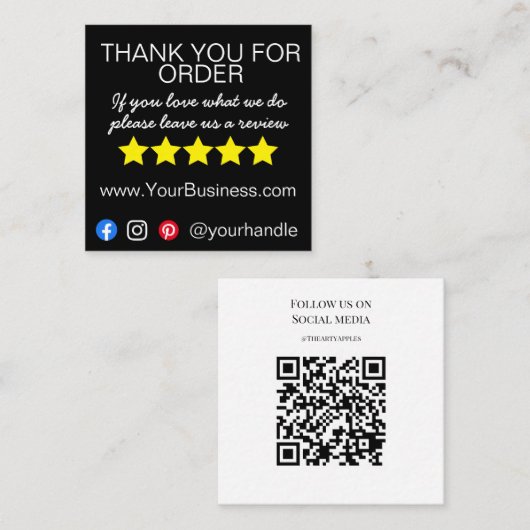 De Visite Carré Merci d'affaires insérer carte moderne (Devant / Derrière)