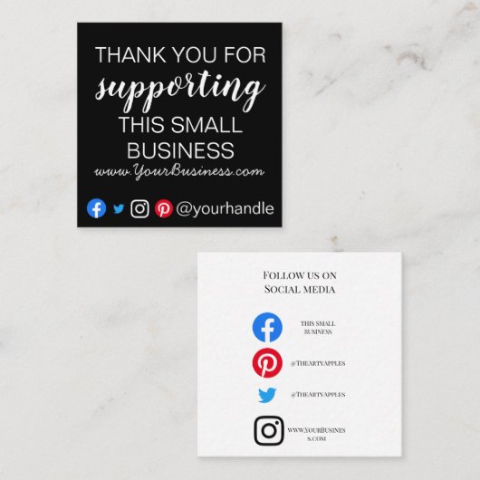 De Visite Carré Merci d'affaires insérer carte moderne (Devant / Derrière)