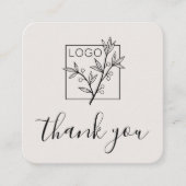 De Visite Carré Merci Insérer Carte Logo Code QR Blanc Cassé (Devant)