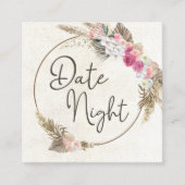 De Visite Carré Pastel Boho Neutral Floral Date Carte Nuit (Devant)