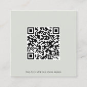 De Visite Carré QR Code Minimal Rustique Vert Mariage Carte Rsvp (Dos)