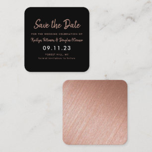De Visite Carré Rose Gold Foil & Script Enregistrer La Carte Date