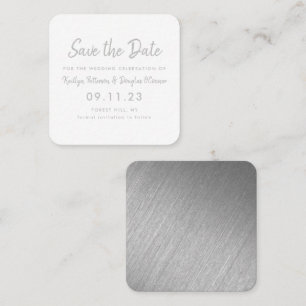 De Visite Carré Silver Foil & Script Enregistrer La Carte Date