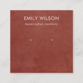 DE VISITE CARRÉ TAN RED LEATHER TEXTURE STUD EARRING CARTE D'AFFIC (Devant)