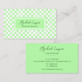 De Visite Carte À damiers Pastel Green (Devant / Derrière)
