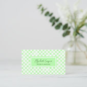 De Visite Carte À damiers Pastel Green (Debout devant)