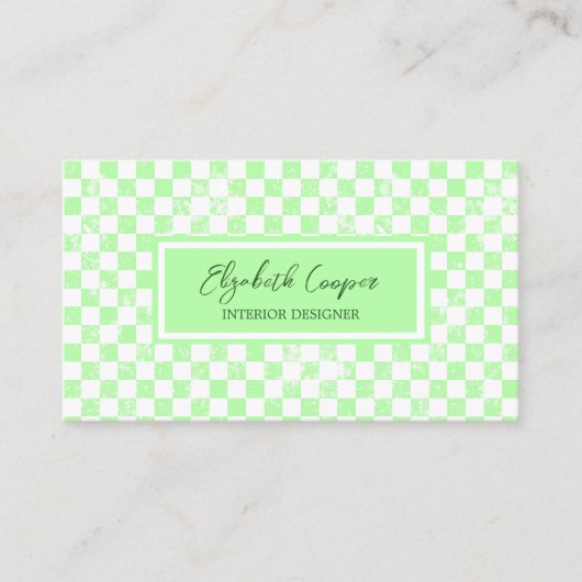De Visite Carte À damiers Pastel Green (Devant)
