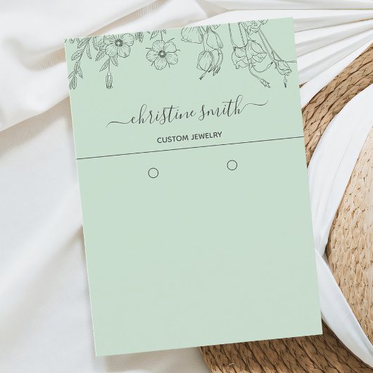De Visite Carte à oreille Turquoise florale chic