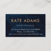 De Visite Carte Abstraite Sparkling Gold Marble Dark Navy (Dos)