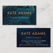 De Visite Carte Abstraite Sparkling Gold Marble Dark Navy (Devant / Derrière)