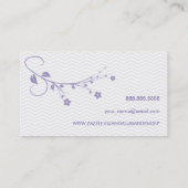 De Visite Carte avec des fleurs pourpre et chevrón élégant (Dos)