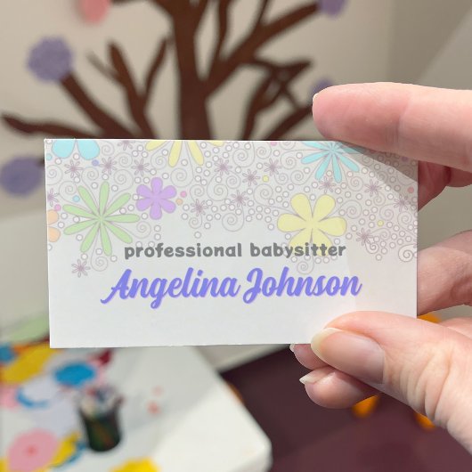 De Visite Carte Babysitter Pastel Pastel simple