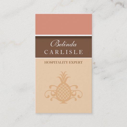De Visite Carte Biz Perky Pineapple (Pêche) (Devant)
